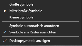, Symbole bei Windows 10 verschieben