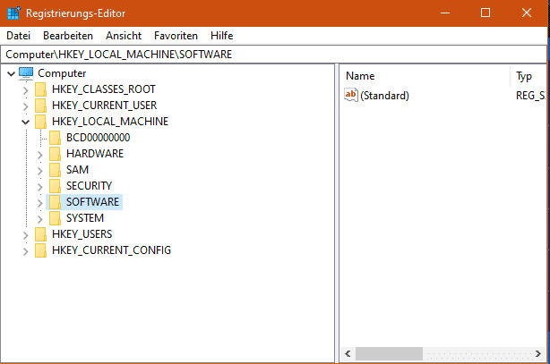 Sichern der Registry in Windows 10