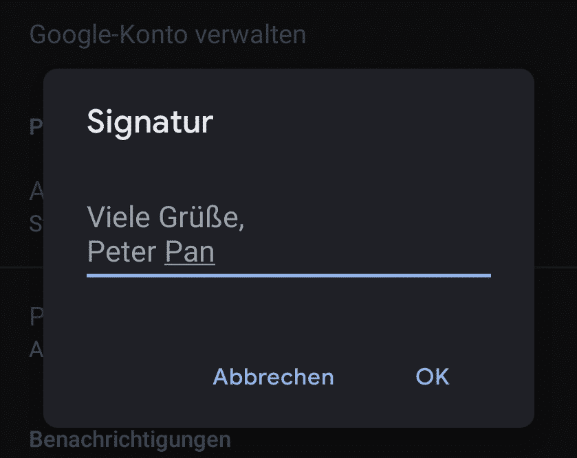 Einrichten von Signaturen bei Android
