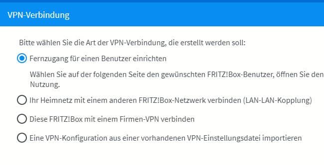 Einrichten einer Fritz!Box als VPN-Server