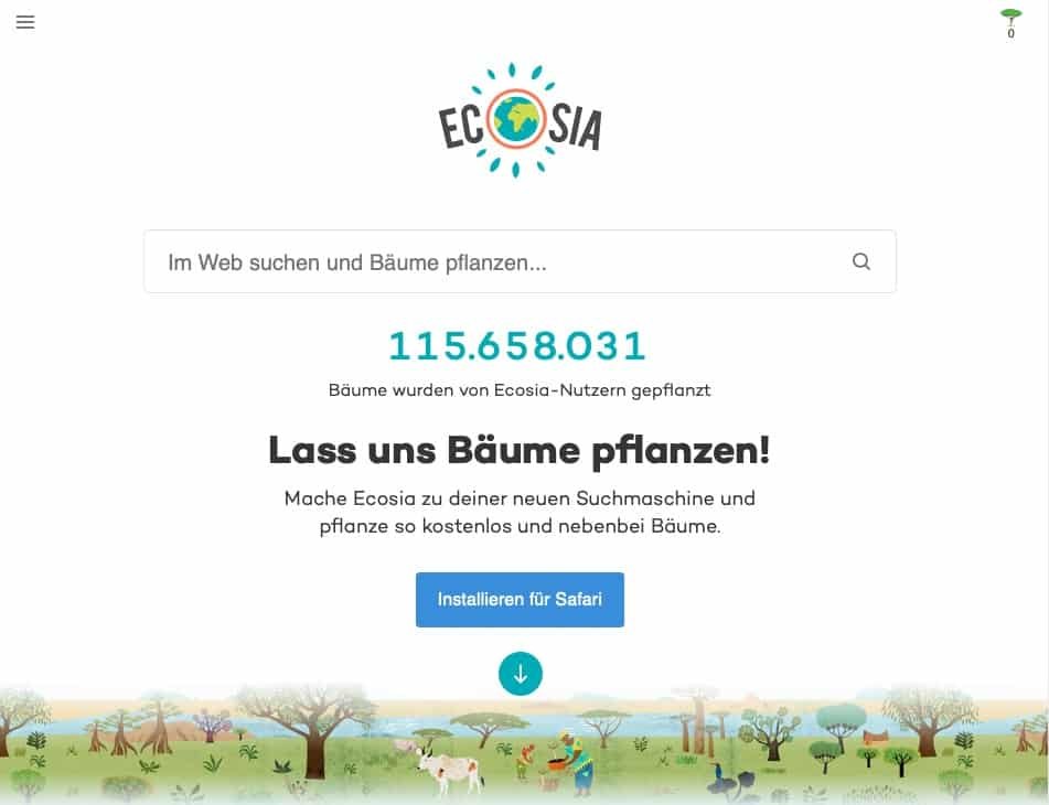 Nachhaltige Suchmaschine: Ecosia