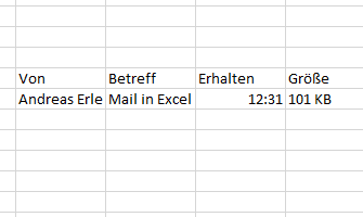 E-Mail-Informationen in eine Excel-Tabelle bekommen