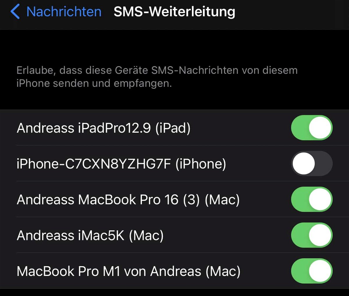 SMS auf einem neuen iPad/Mac empfangen
