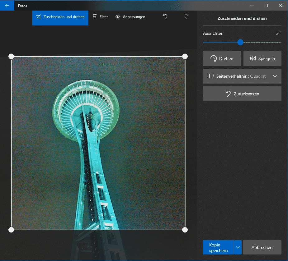 Bilder bearbeiten mit der Windows Fotos-App