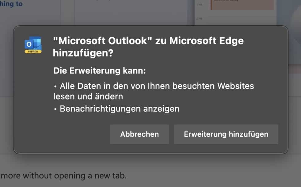 Microsoft Outlook als Erweiterung in Edge laufen lassen