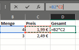 Verwenden von Formeln in Excel