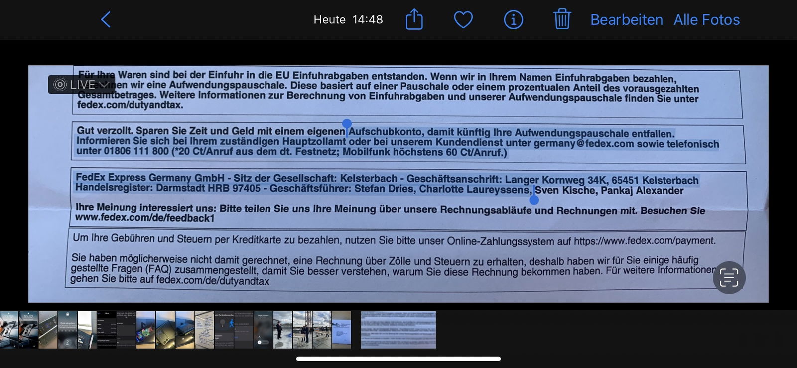 Nutzen von Livetext bei iOS 15 und macOS 12