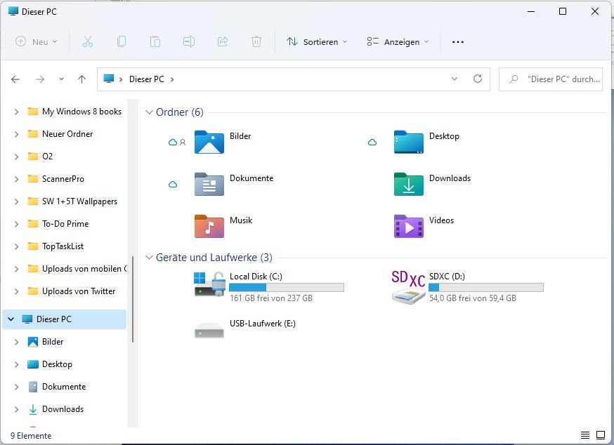 Der neue Explorer bei Windows 11