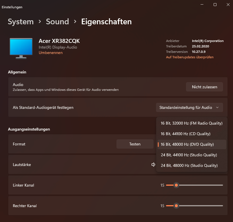 Soundoptimierungen für Lautsprecher bei Windows 11