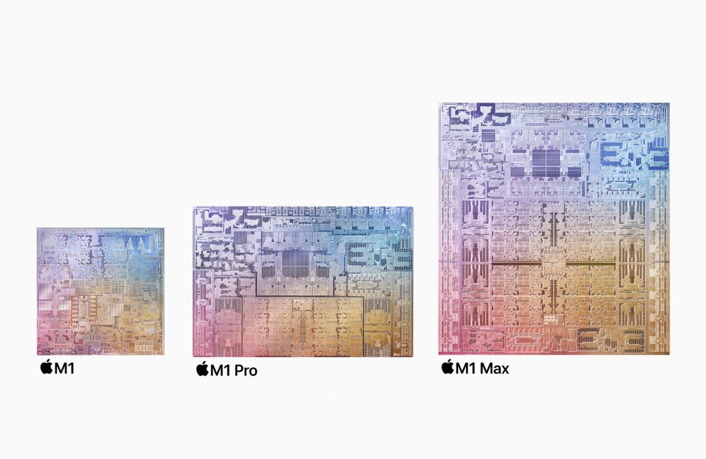 Der M1 Pro verfügt über 33,7 Milliarden Transistoren — mehr als doppelt so viele wie auf einem M1. Der Chip kann mit bis zu 32 GB schnellem gemeinsamen Arbeitsspeicher konfiguriert werden