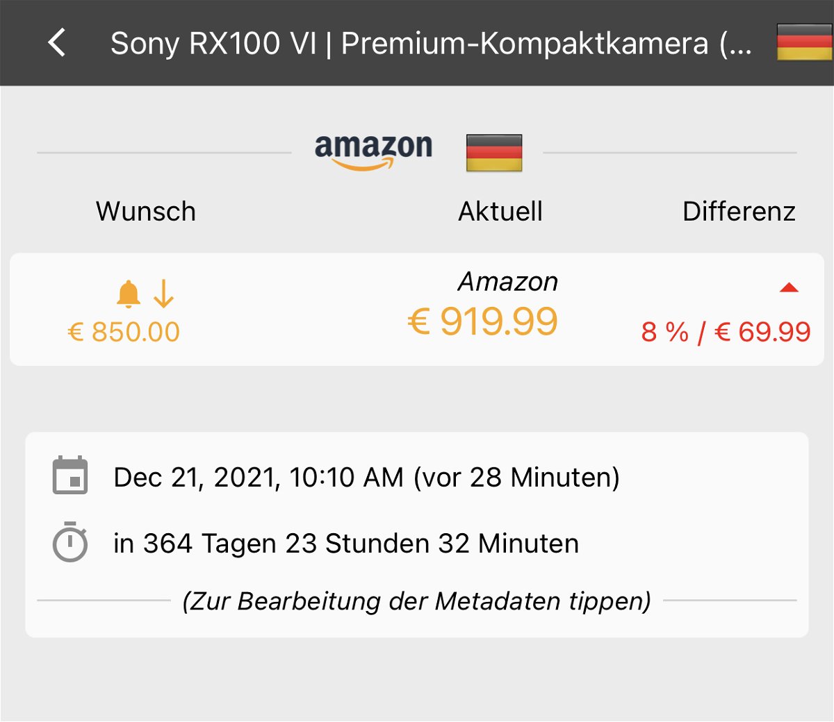 , Preisalarme bei Amazon setzen: Keepa