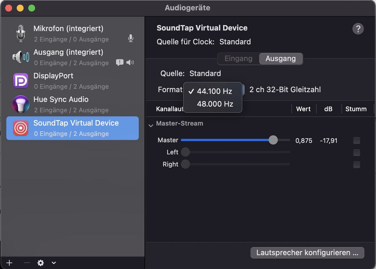 Verändern der Qualität der Audiowiedergabe bei macOS