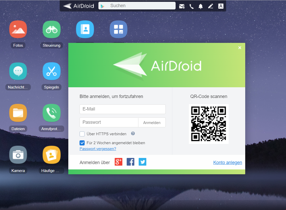 Datenaustausch mit Android per Web: Airdroid