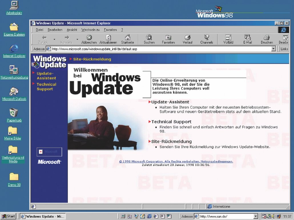 Seit Windows 95 ist der Internet Explorer dabei