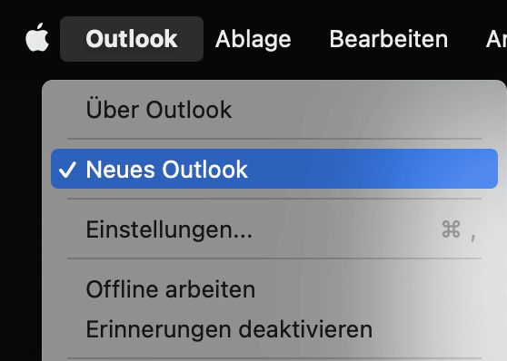 Wechsel zwischen neuem und alten Outlook auf dem Mac