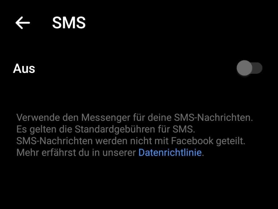 SMS im Facebook Messenger deaktivieren