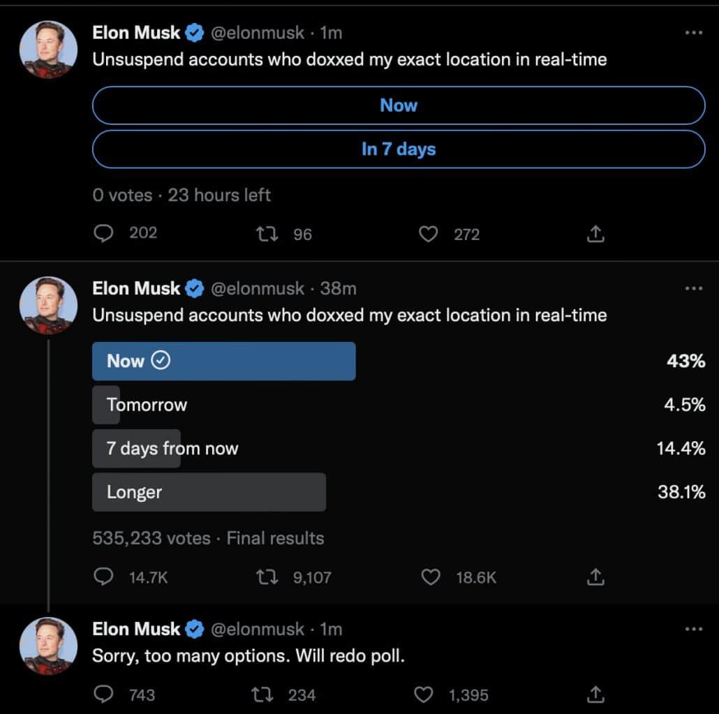 Elon Musk startet eine zynische Umfrage auf Twitter
