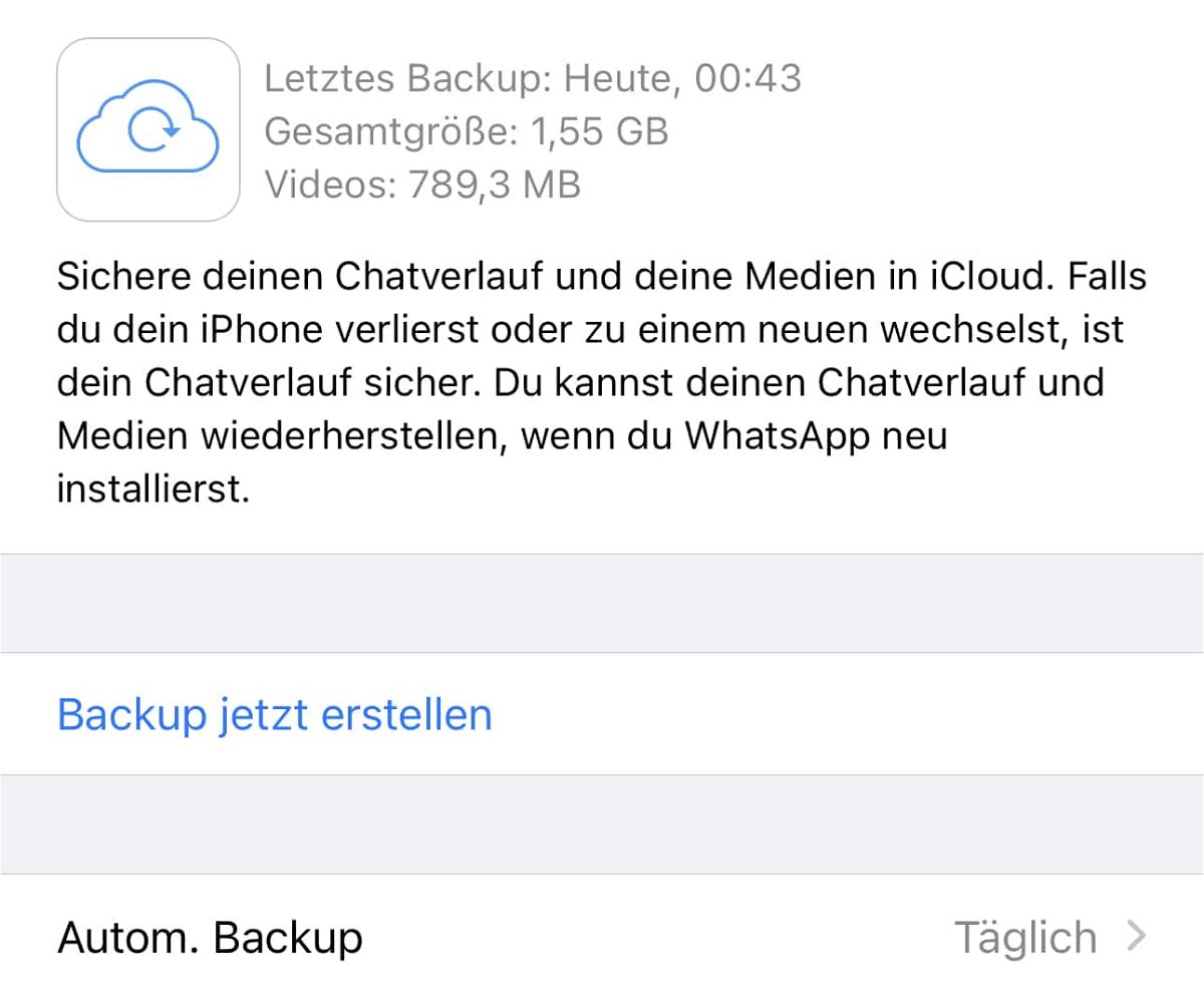 WhatsApp: Wenn das Backup sich aufhängt