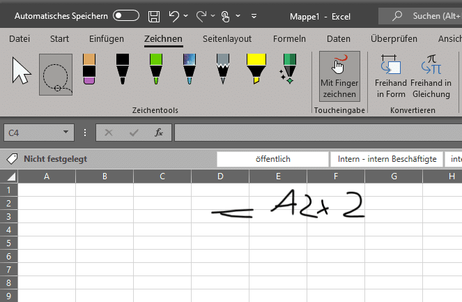 Excel: Arbeiten mit dem Stift
