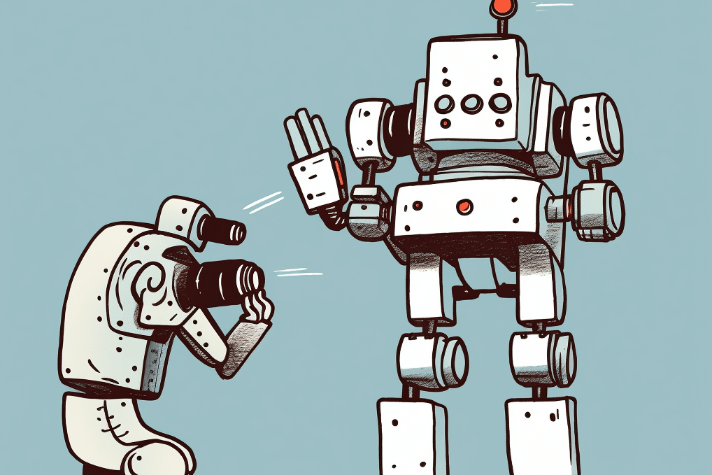 Ein Roboter fotografiert einen anderen Roboter