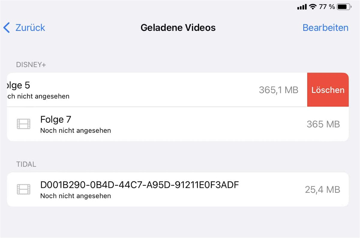 Video-Downloads auf iPad und iPhone löschen