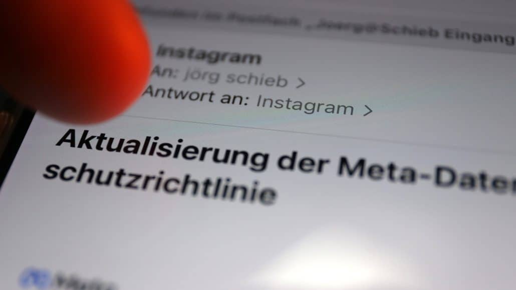 Meta hat die neuen Datenschutzrichtlinien in einer E-Mail angekündigt