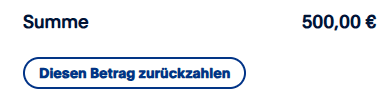 Schaltfläche zum Zurückzahlen von 500 Euro