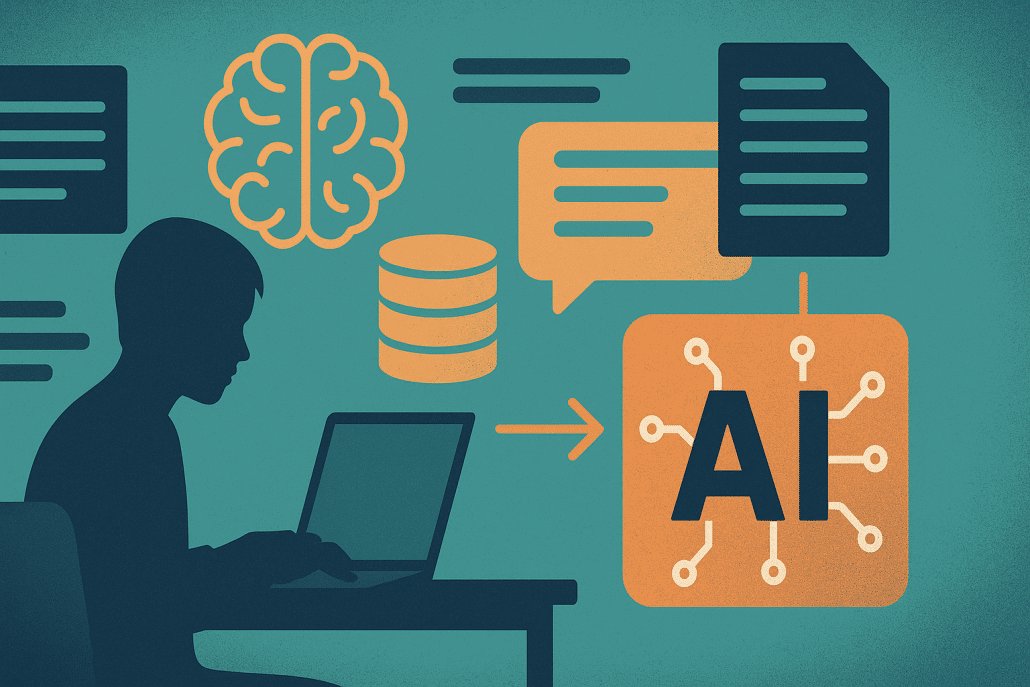 Person arbeitet an einem Computer mit Künstlicher Intelligenz