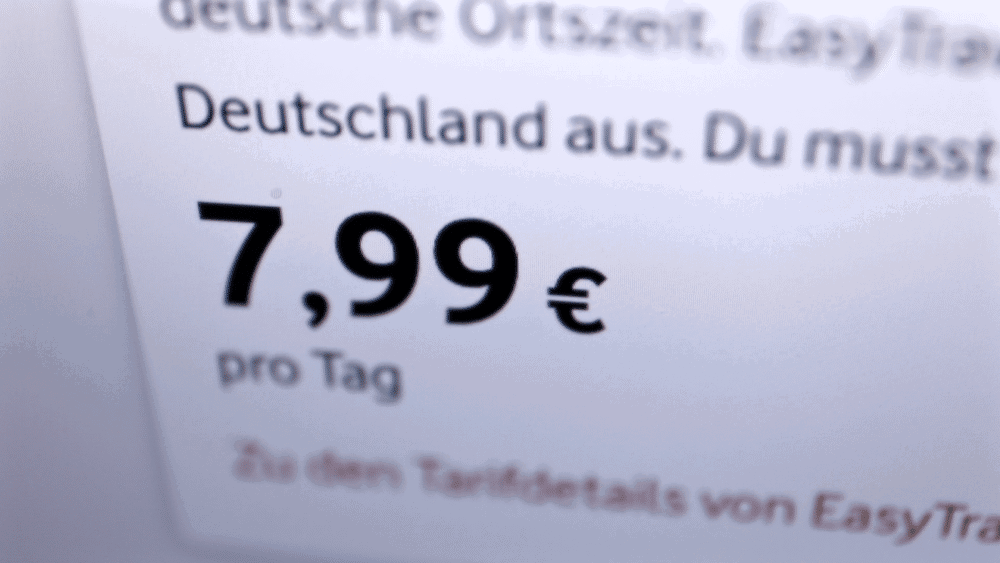 Preis von 7,99 € pro Tag sichtbar