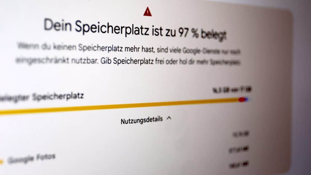 Speicherplatzbelegung bei 97 Prozent.