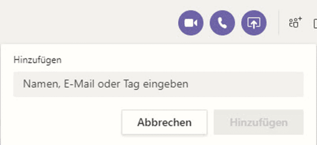 Feld zum Hinzufügen von Namen oder E-Mail