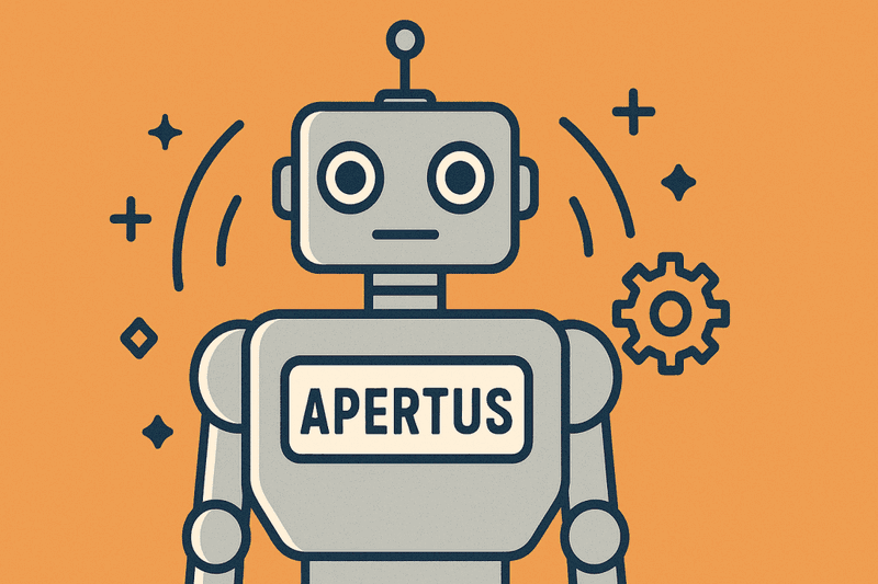Grafik eines Roboters mit dem Namen Apertus