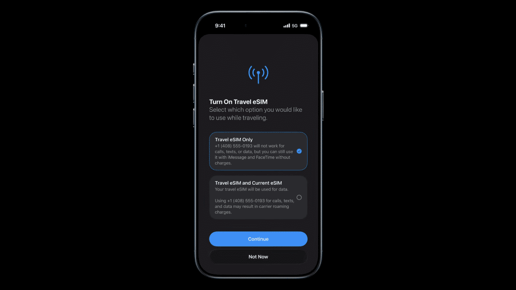 Reise-eSIM Einstellungen auf einem Smartphone