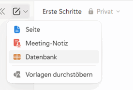 Navigationsmenü mit verschiedenen Optionen