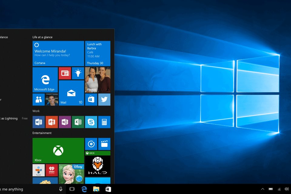 Windows 10 Startmenü mit persönlichen Anpassungen