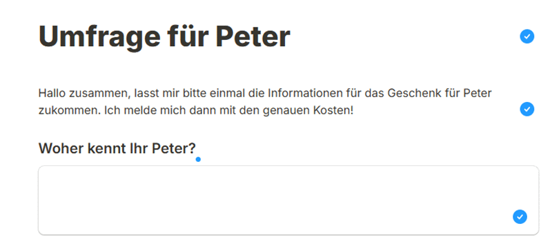 Umfrage zur Kenntnis von Peter