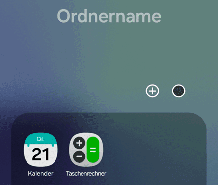 Ordner mit Apps Kalender und Taschenrechner