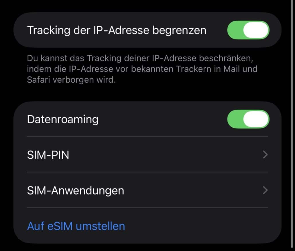 Einstellungen zum IP-Adress-Tracking und Roaming