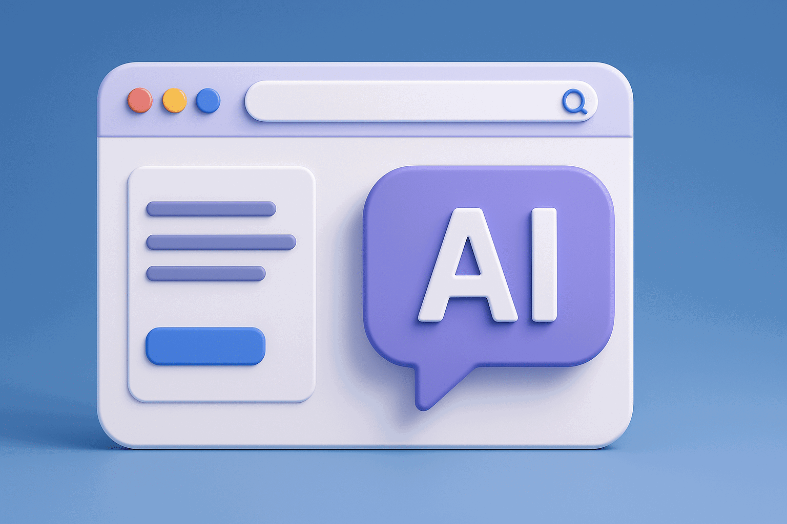 Moderne Website mit AI-Symbol und Suchfeld