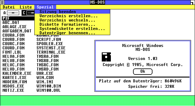 Windows 1.0 war ein Aufsatz auf MS-DOS