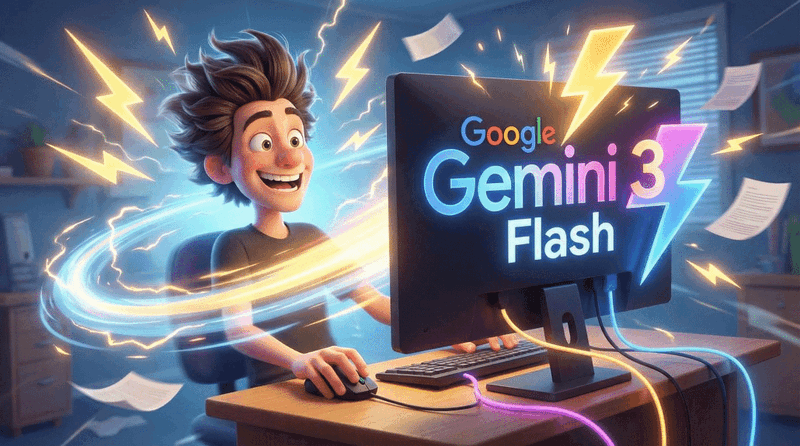Junge freut sich über Google Gemini 3 Flash.