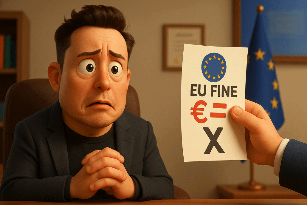 Besorgter Mann erhält EU-Bescheid über Geldstrafe.