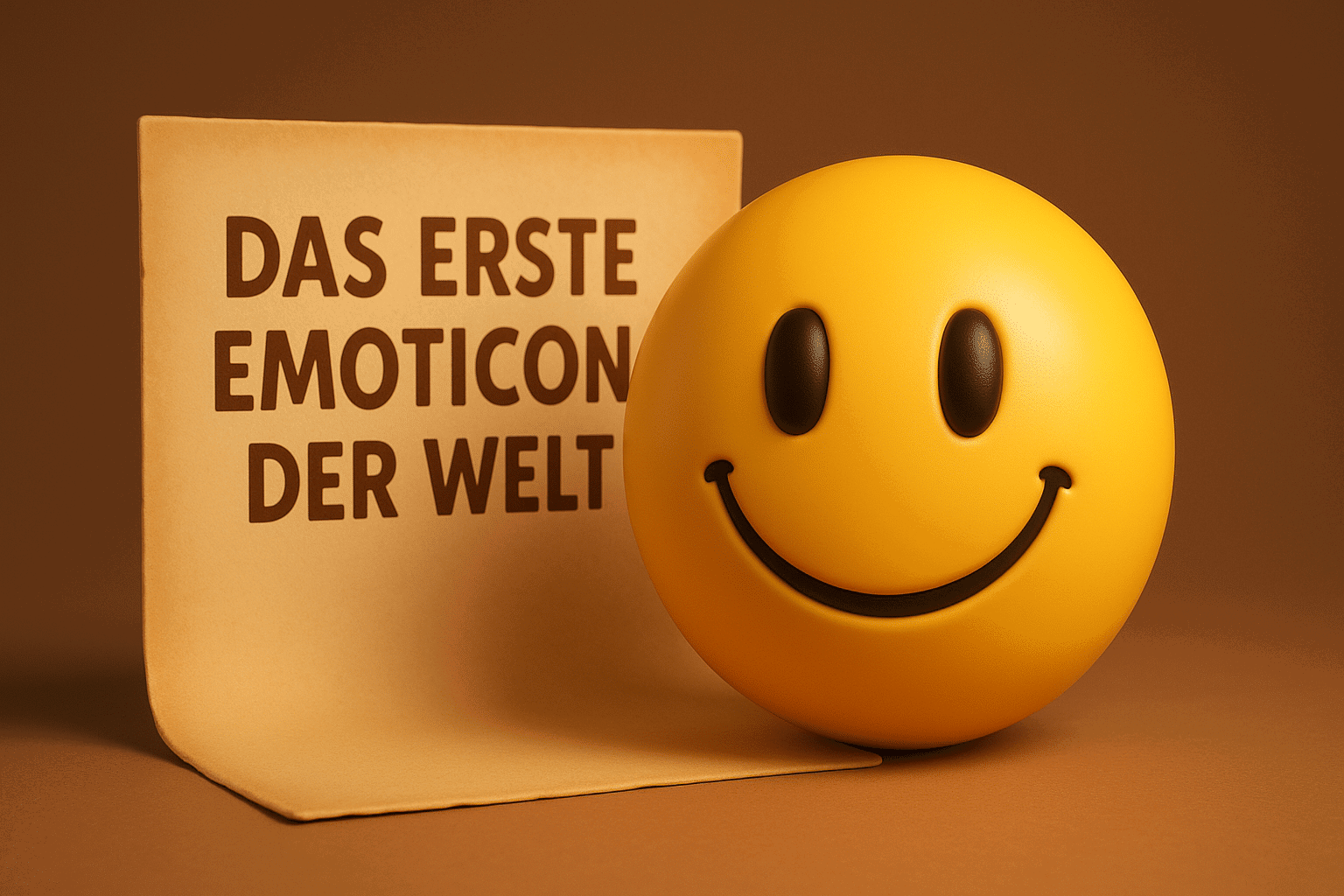 Ein lächelndes Emoticon mit Hintergrundtext