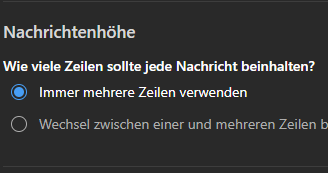 Optionen zur Nachrichtenhöhe einstellen
