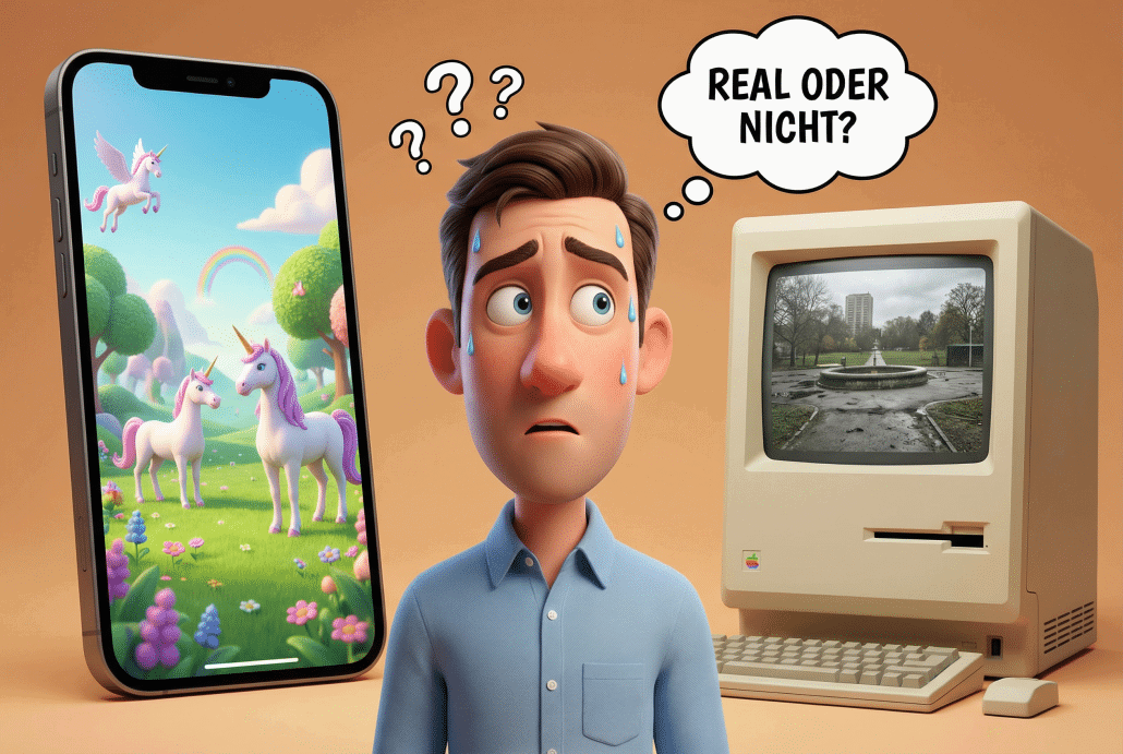 Ein Mann fragt sich über die Realität von Einhörnern.