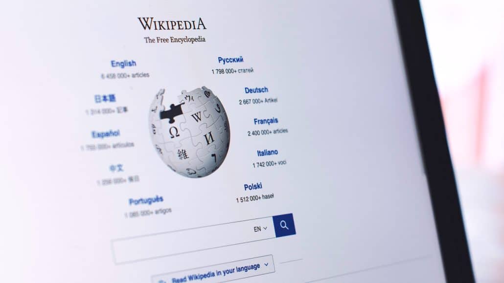 Wikipedia-Hauptseite mit verschiedenen Sprachen