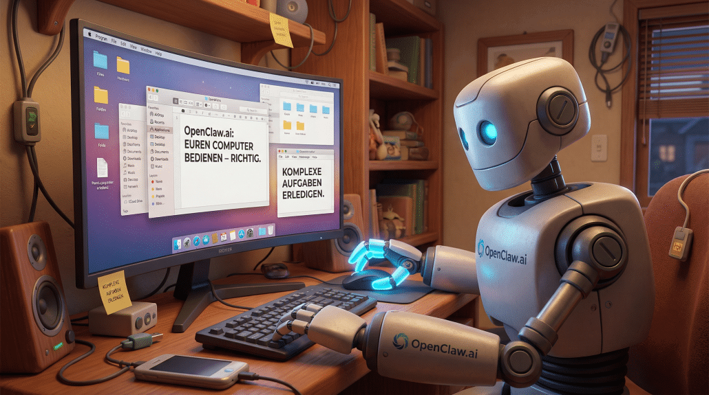 Roboter bedient Computer mit OpenClaw.ai