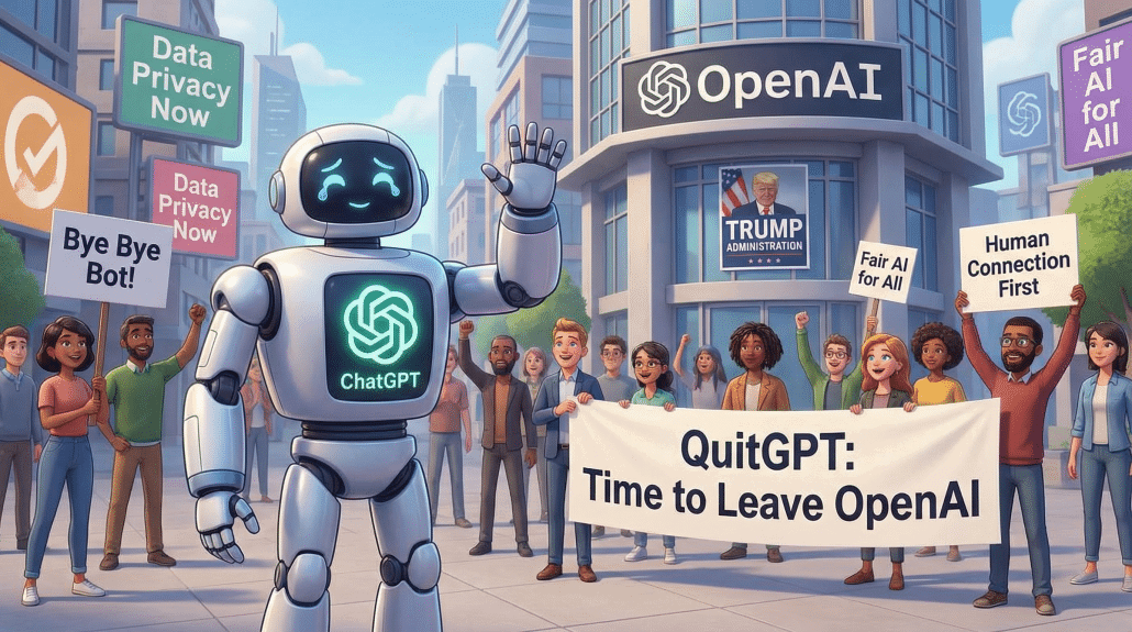 Protest für Datenschutz und faire KI bei OpenPT zu einem Problem entwickeln