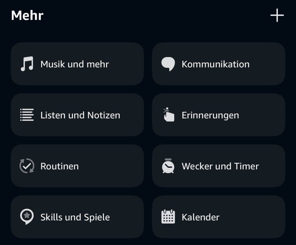 Benutzeroberfläche mit Funktionen und Optionen