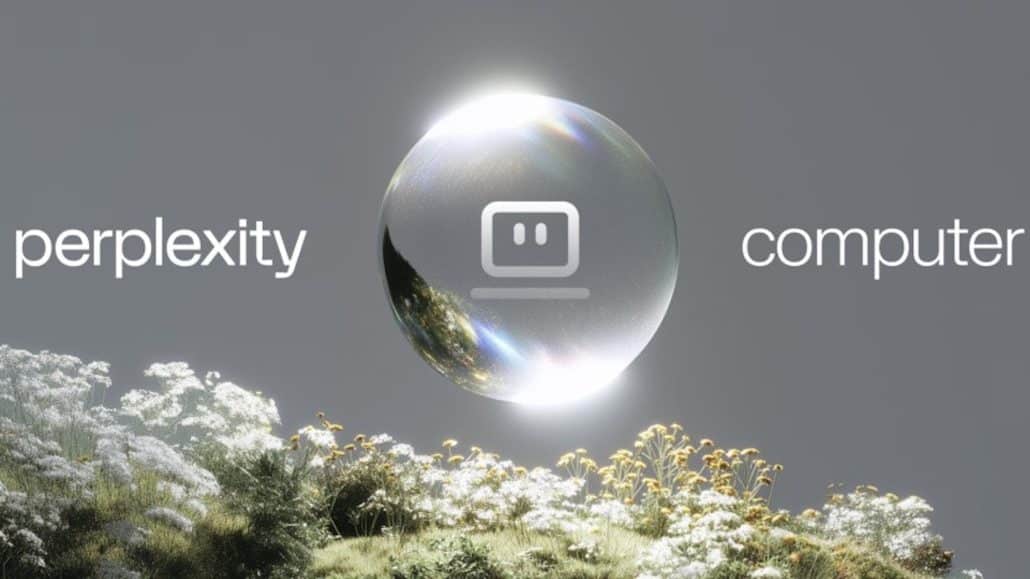 Moderne Grafik mit Computer und Blumenhintergrund.